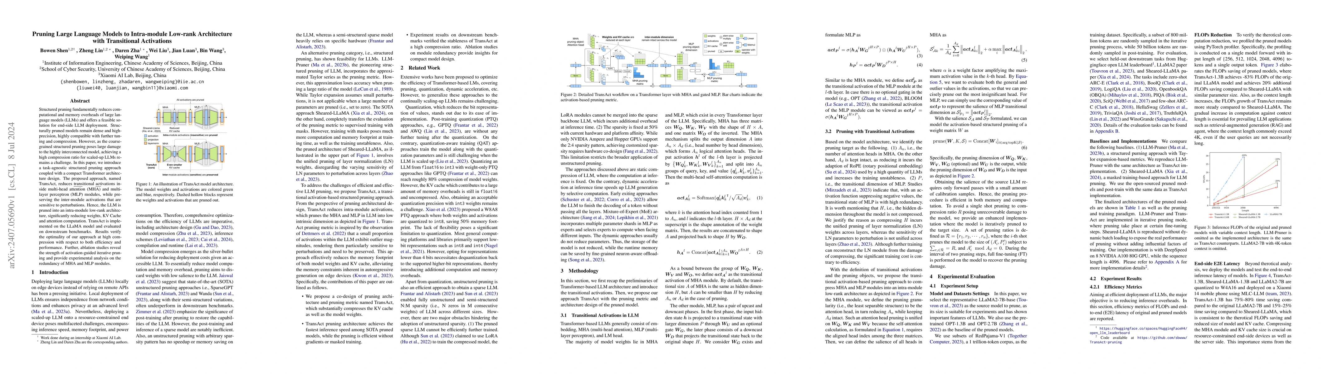 Thumbnail for Pruning Large Language Models to Intra-module Low-rank Architecture with
  Transitional Activations