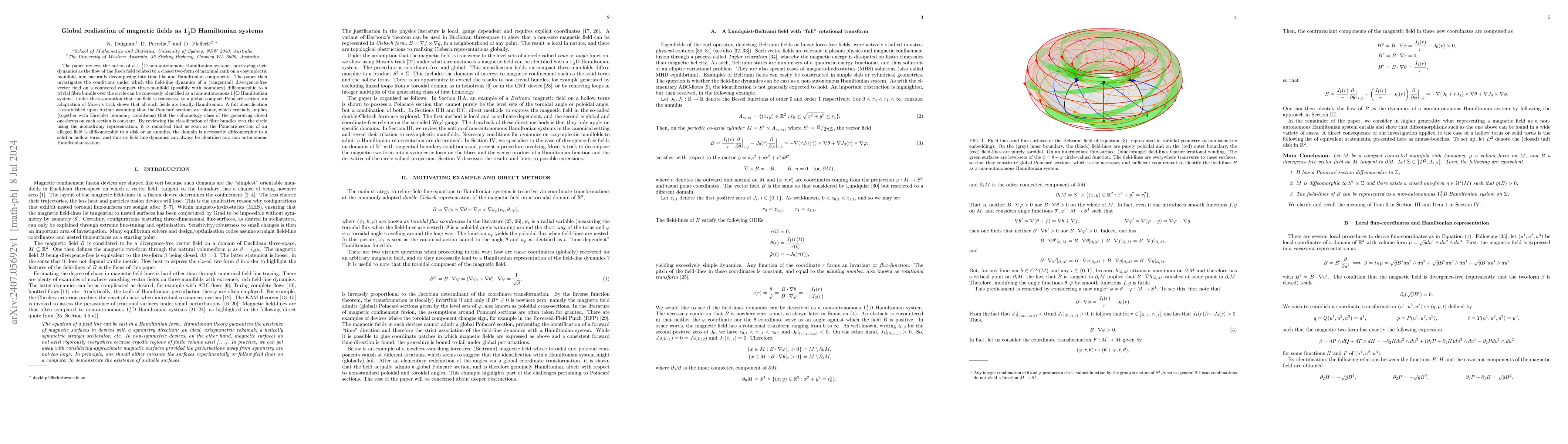 Thumbnail for Global realisation of magnetic fields as 1$\frac{1}{2}$D Hamiltonian
  systems