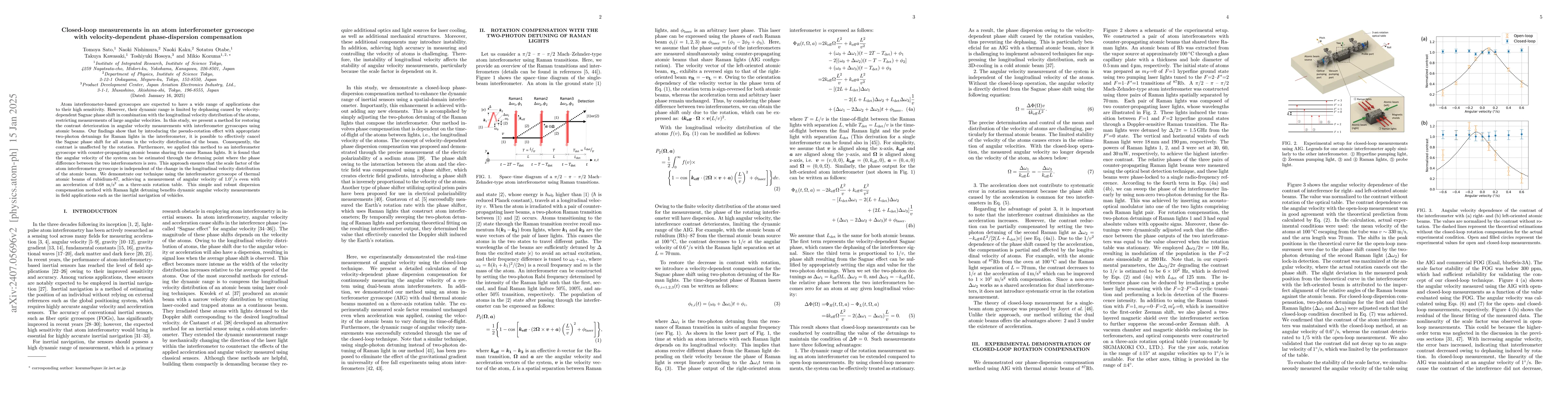 Thumbnail for Closed-loop measurement in atom interferometer gyroscope with
  velocity-dependent phase dispersion compensation