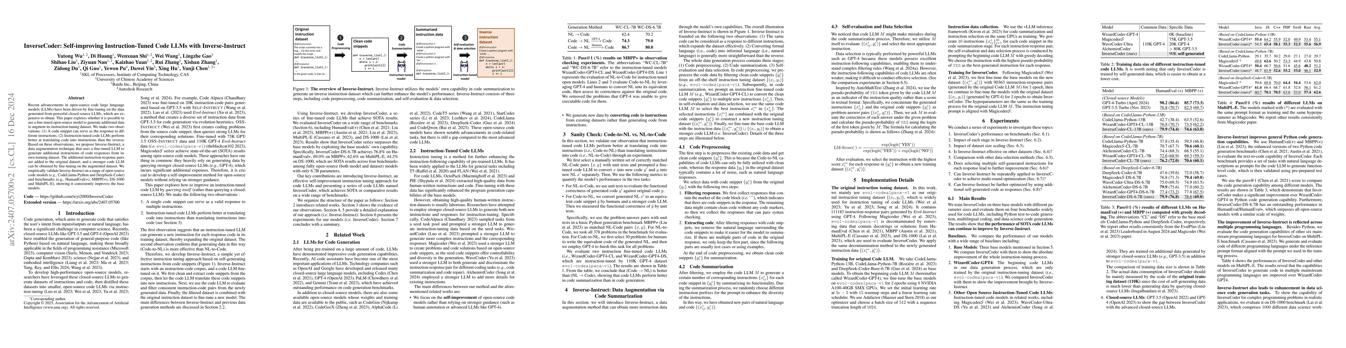 Thumbnail for InverseCoder: Unleashing the Power of Instruction-Tuned Code LLMs with
  Inverse-Instruct