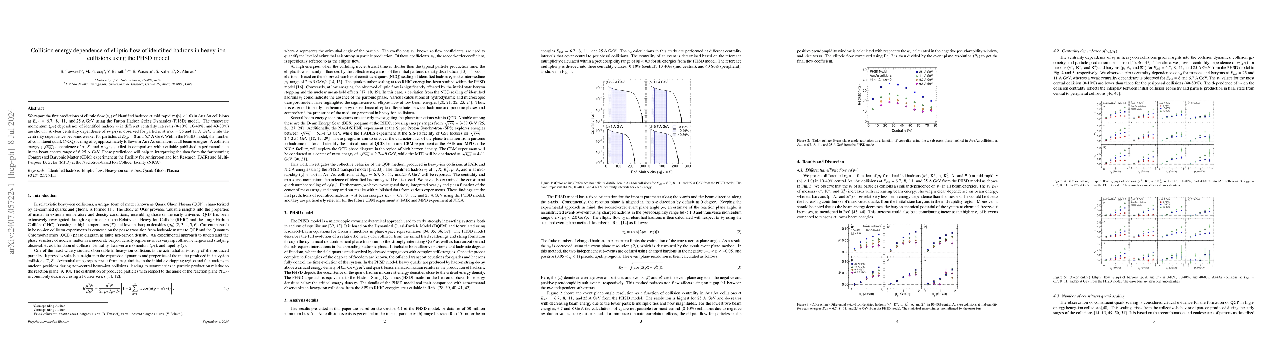 Thumbnail for Collision energy dependence of elliptic flow of identified hadrons in
  heavy-ion collisions using the PHSD model