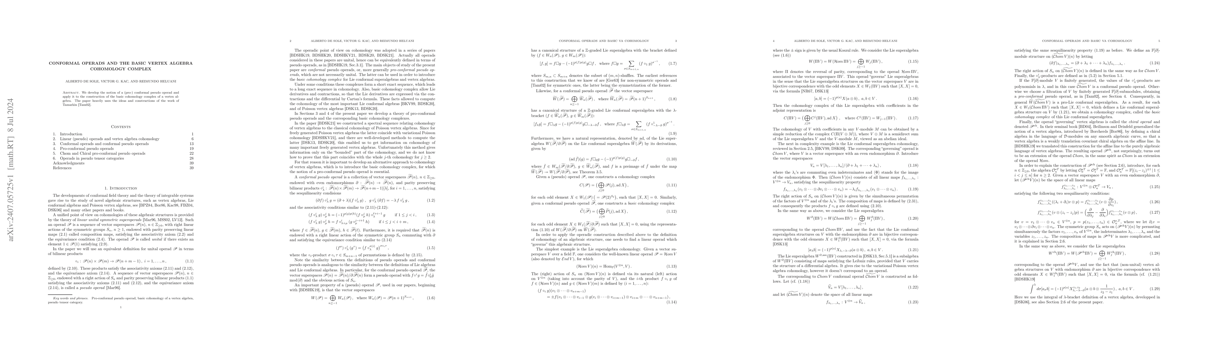 Thumbnail for Conformal operads and the basic vertex algebra cohomology complex