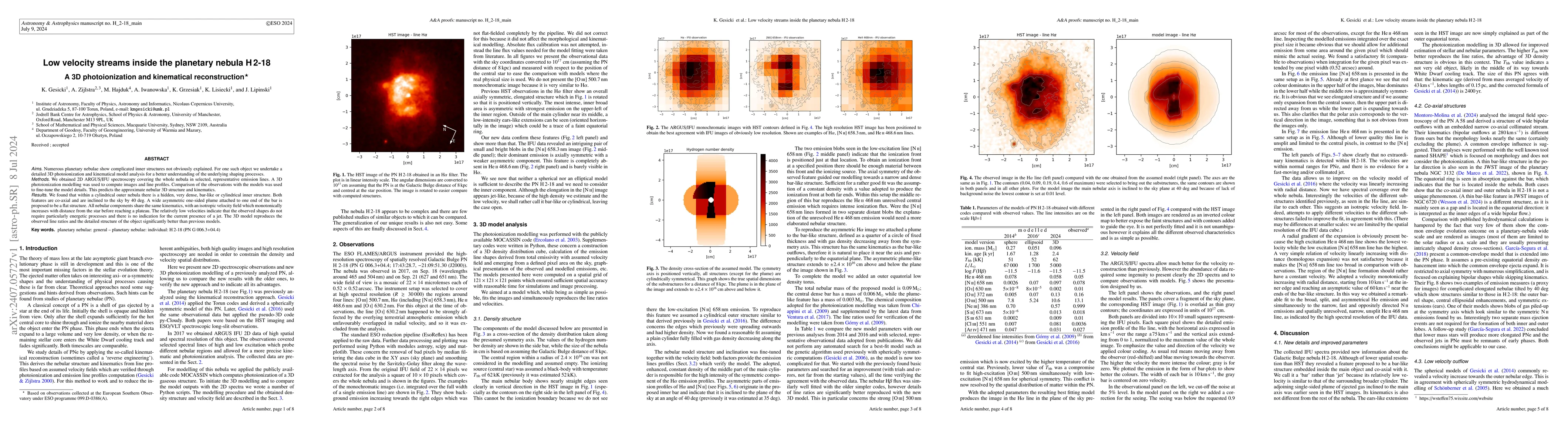 Thumbnail for Low velocity streams inside the planetary nebula H 2-18. A 3D
  photoionization and kinematical reconstruction