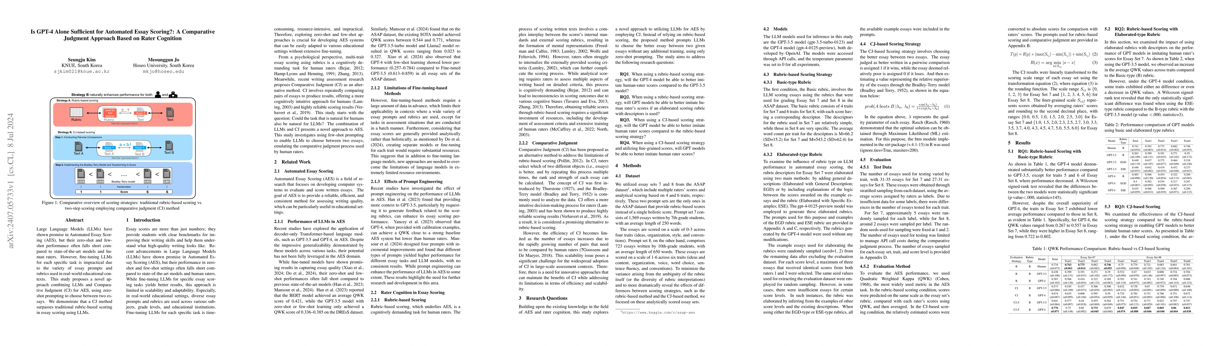 Thumbnail for Is GPT-4 Alone Sufficient for Automated Essay Scoring?: A Comparative
  Judgment Approach Based on Rater Cognition