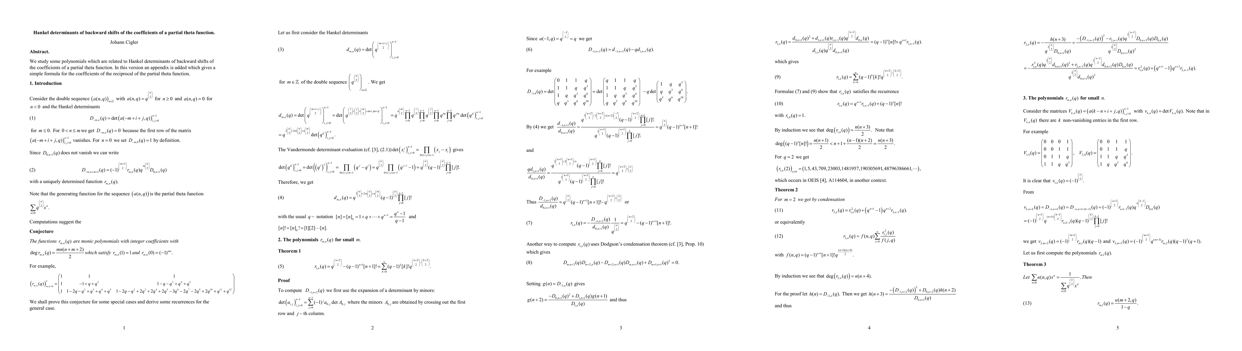 Thumbnail for Hankel determinants of backward shifts of the coefficients of a partial
  theta function