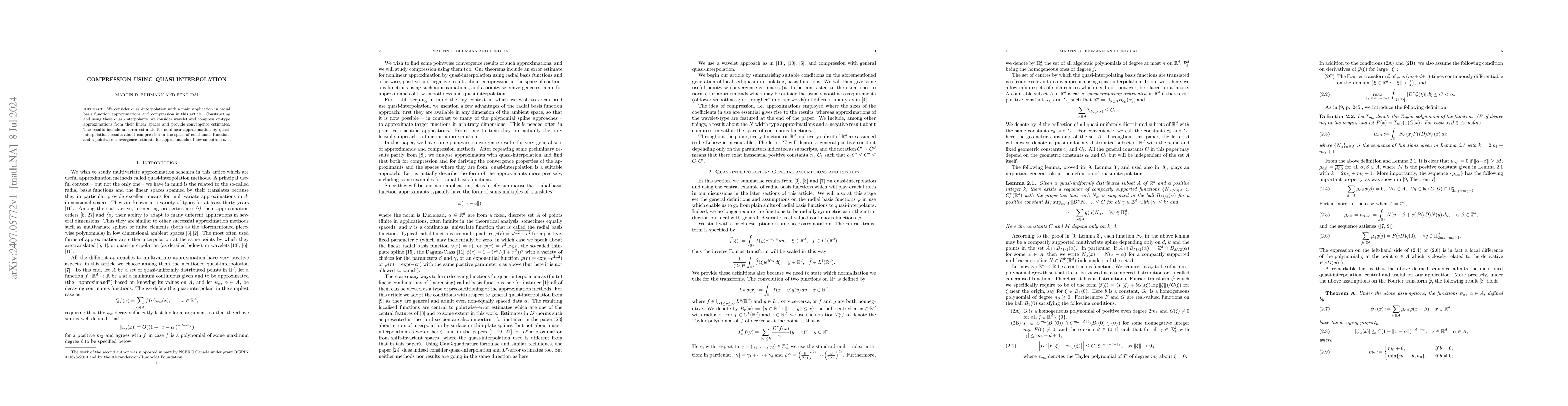 Thumbnail for Compression using Quasi-Interpolation