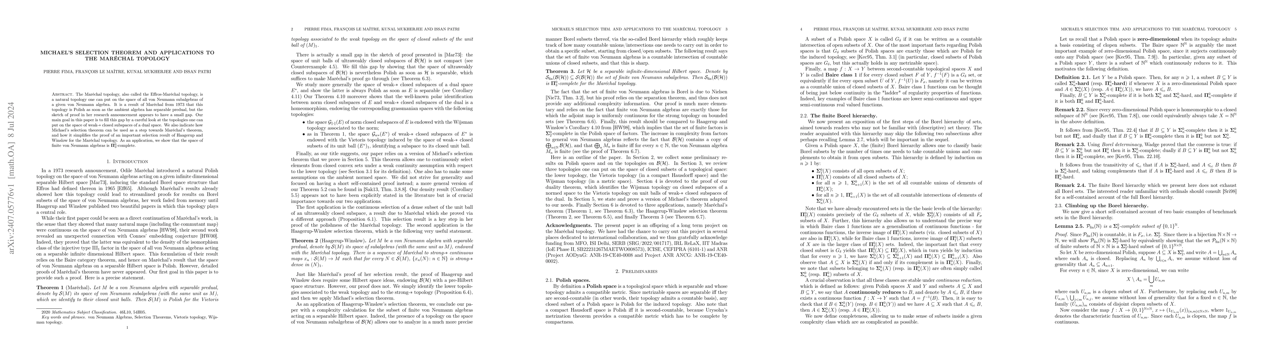 Thumbnail for Michael's selection theorem and applications to the Maréchal topology