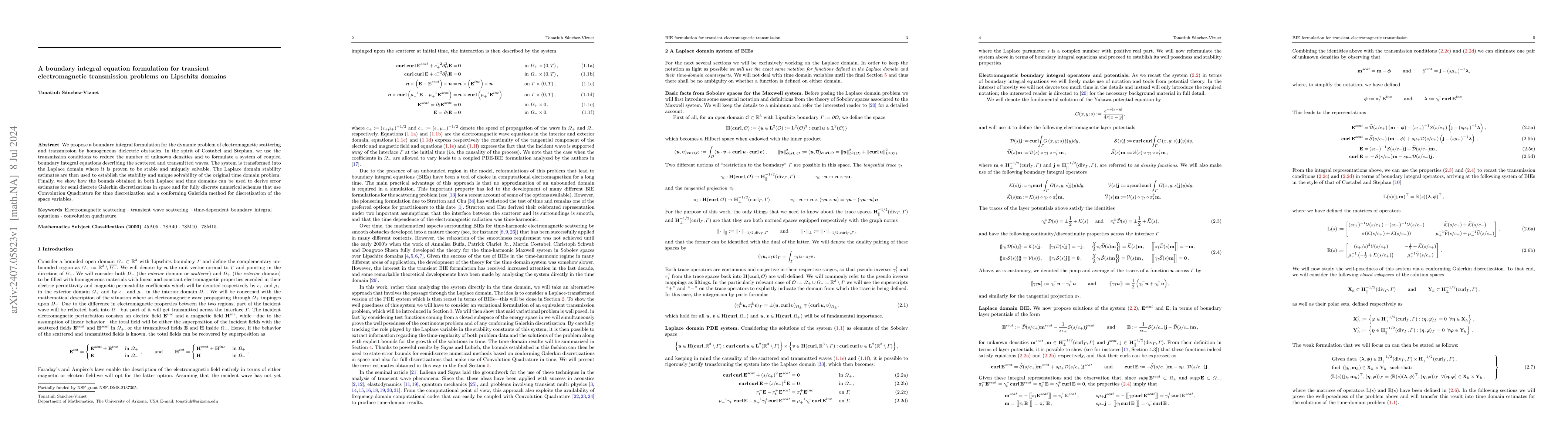 Thumbnail for A boundary integral equation formulation for transient electromagnetic
  transmission problems on Lipschitz domains