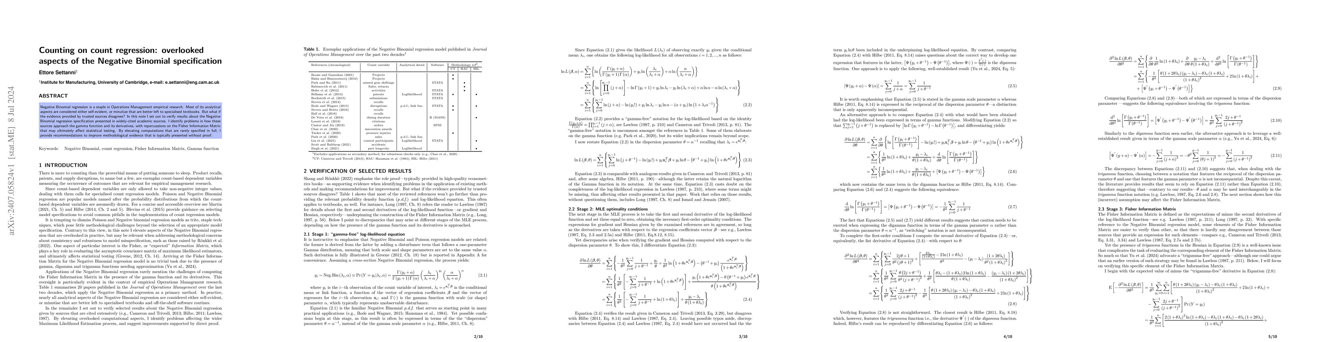 Thumbnail for Counting on count regression: overlooked aspects of the Negative
  Binomial specification