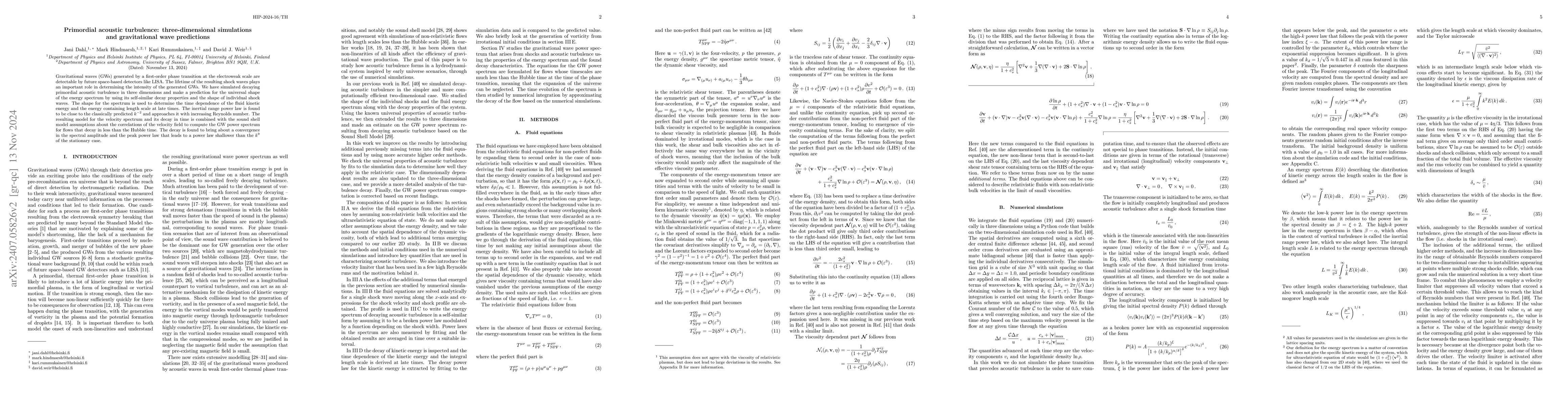 Thumbnail for Primordial acoustic turbulence: three-dimensional simulations and
  gravitational wave predictions