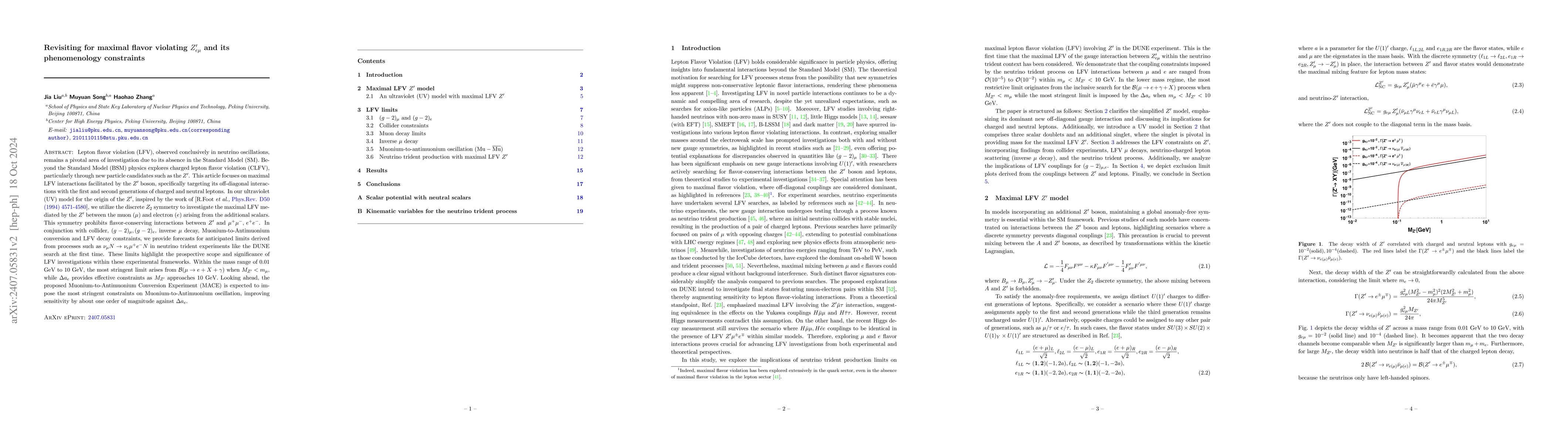 Thumbnail for Revisiting for maximal flavor violating $Z^{'}_{eμ}$ and its
  phenomenology constraints