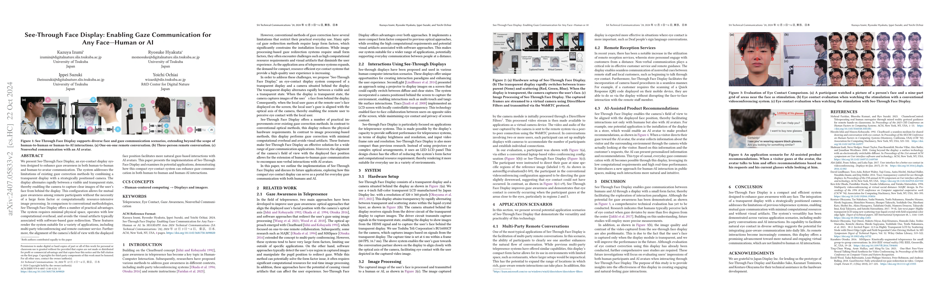 Thumbnail for See-Through Face Display: Enabling Gaze Communication for Any
  Face$\unicode{x2013}$Human or AI