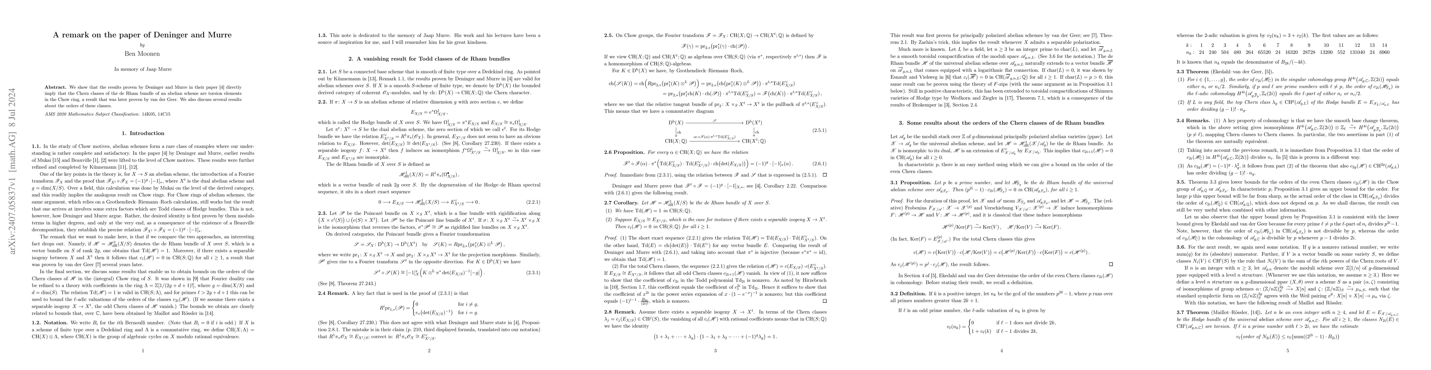 Thumbnail for A remark on the paper of Deninger and Murre