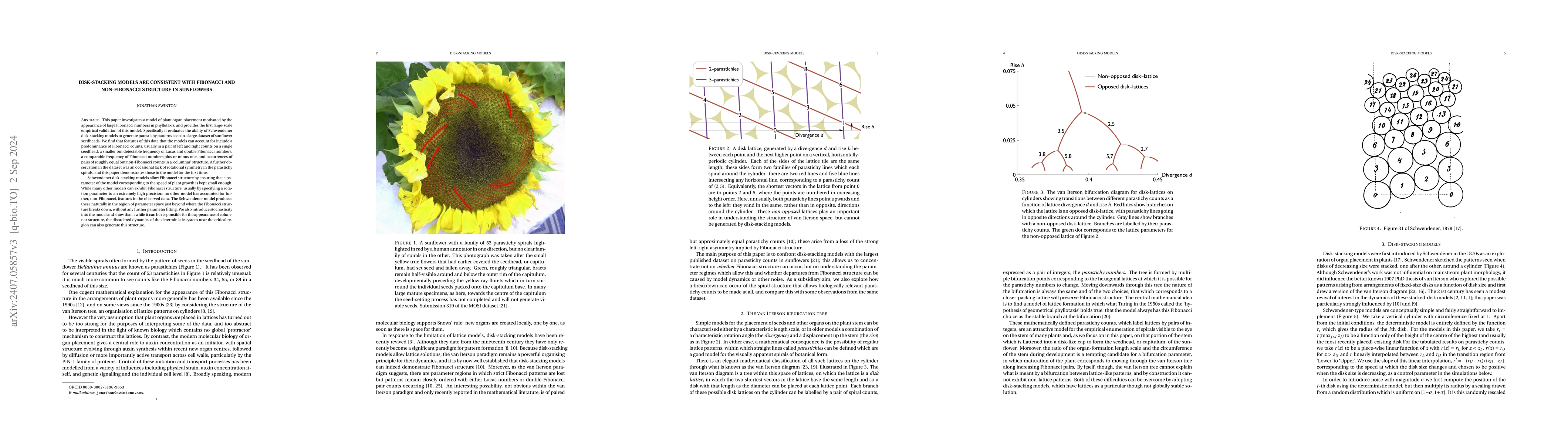 Thumbnail for Disk-stacking models are consistent with Fibonacci and non-Fibonacci
  structure in sunflowers