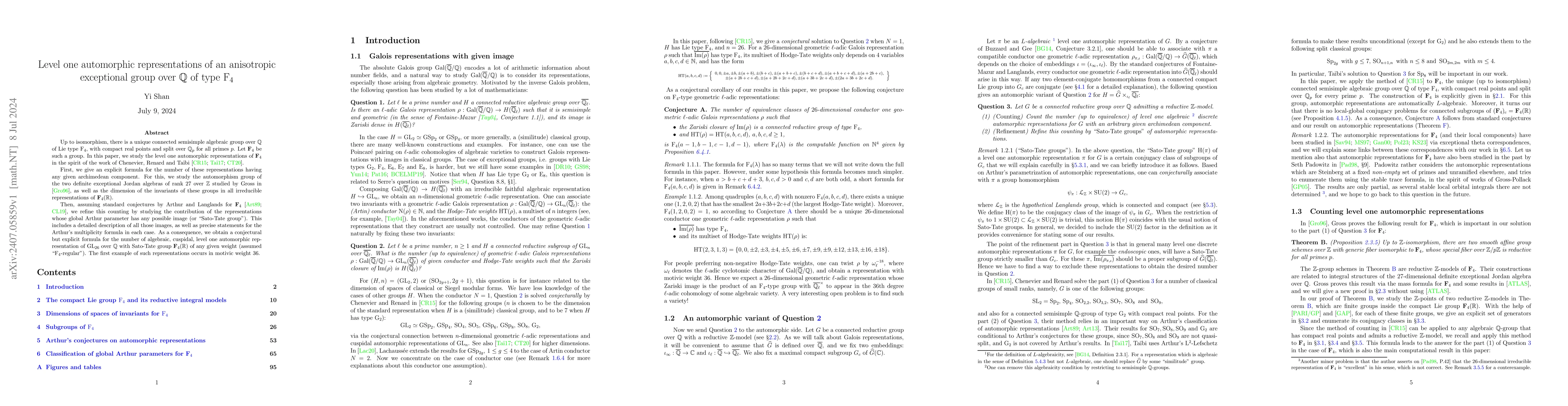 Thumbnail for Level one automorphic representations of an anisotropic exceptional
  group over $\mathbb{Q}$ of type $\mathrm{F}_{4}$