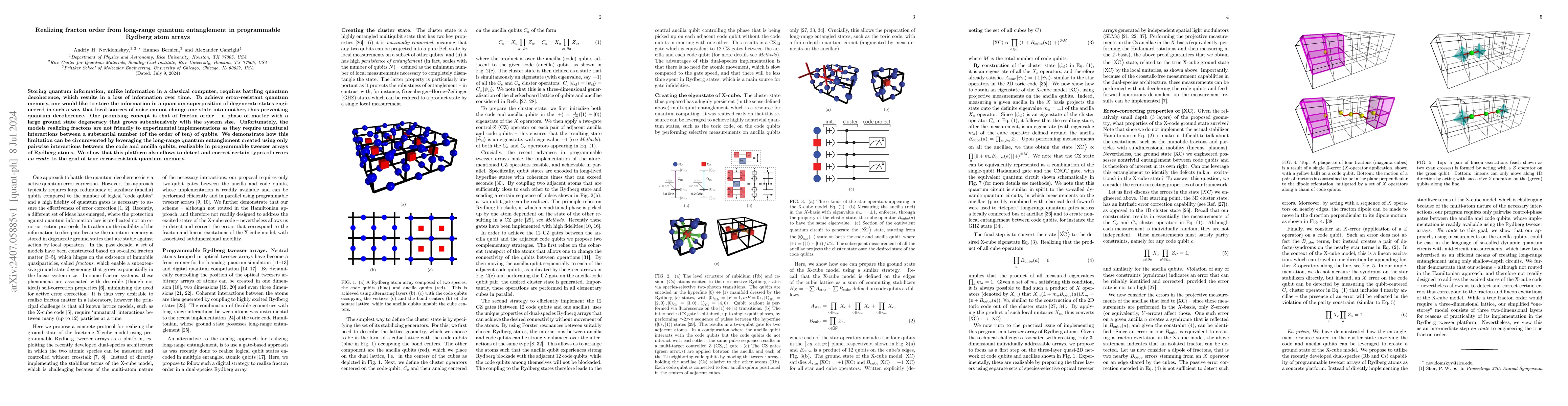 Thumbnail for Realizing fracton order from long-range quantum entanglement in
  programmable Rydberg atom arrays