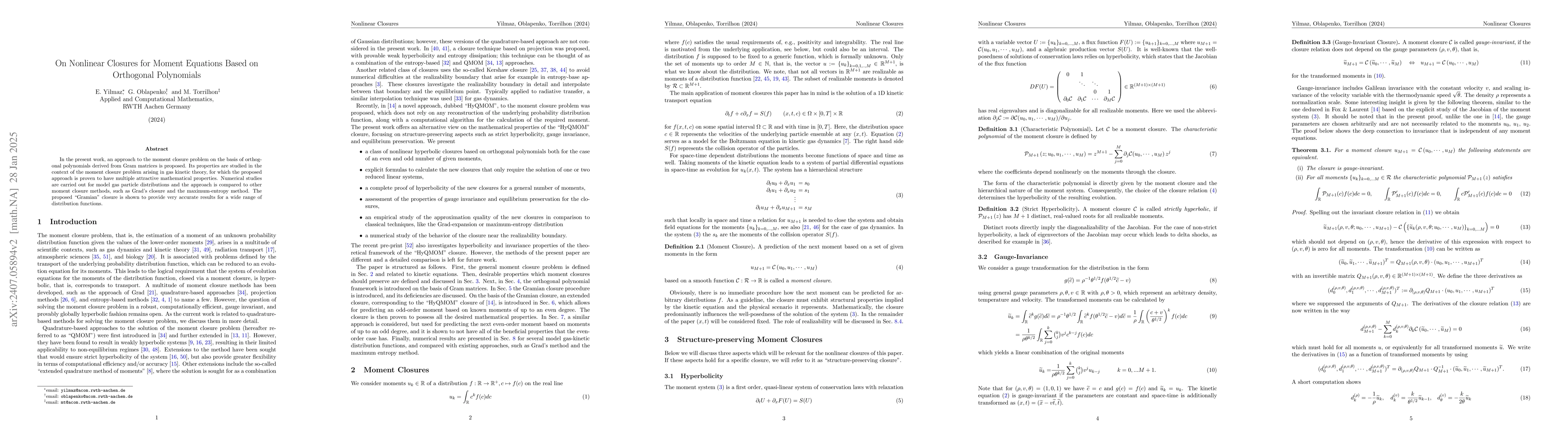Thumbnail for On Nonlinear Closures for Moment Equations Based on Orthogonal
  Polynomials