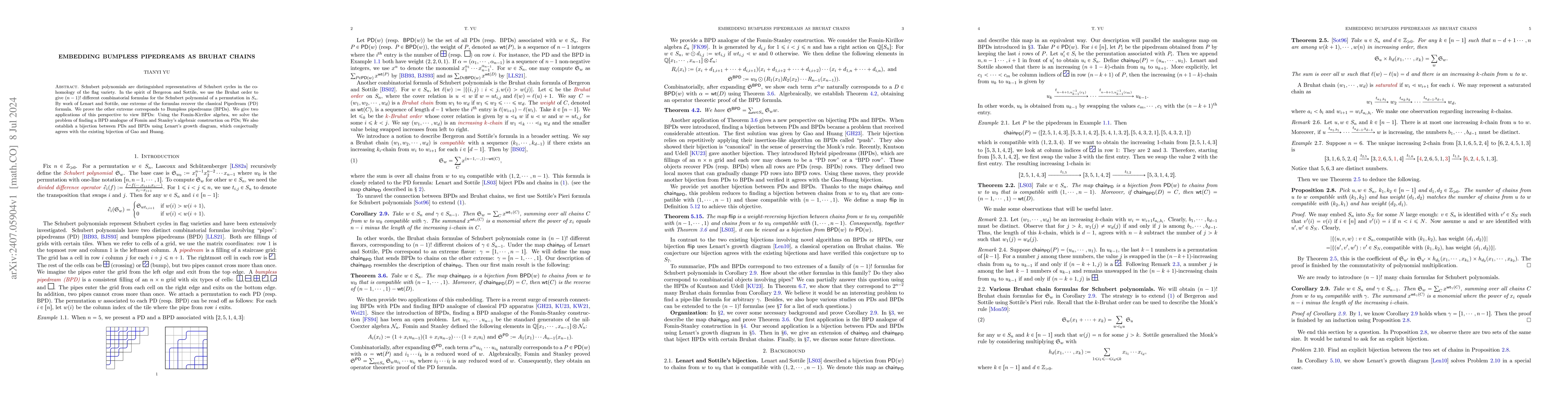Thumbnail for Embedding bumpless pipedreams as Bruhat chains