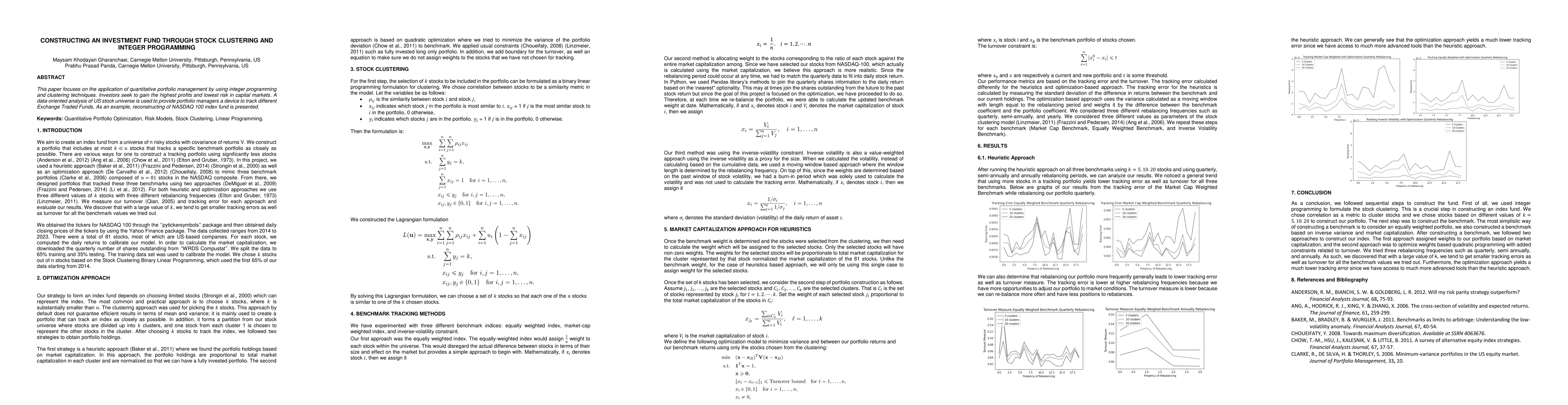 Thumbnail for Constructing an Investment Fund through Stock Clustering and Integer
  Programming