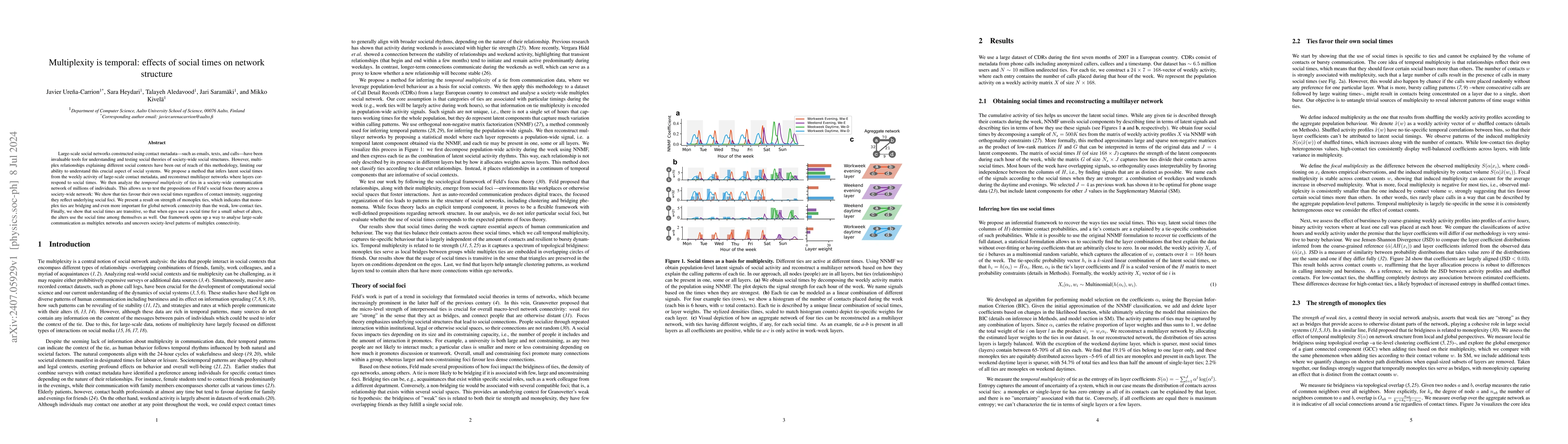 Thumbnail for Multiplexity is temporal: effects of social times on network structure