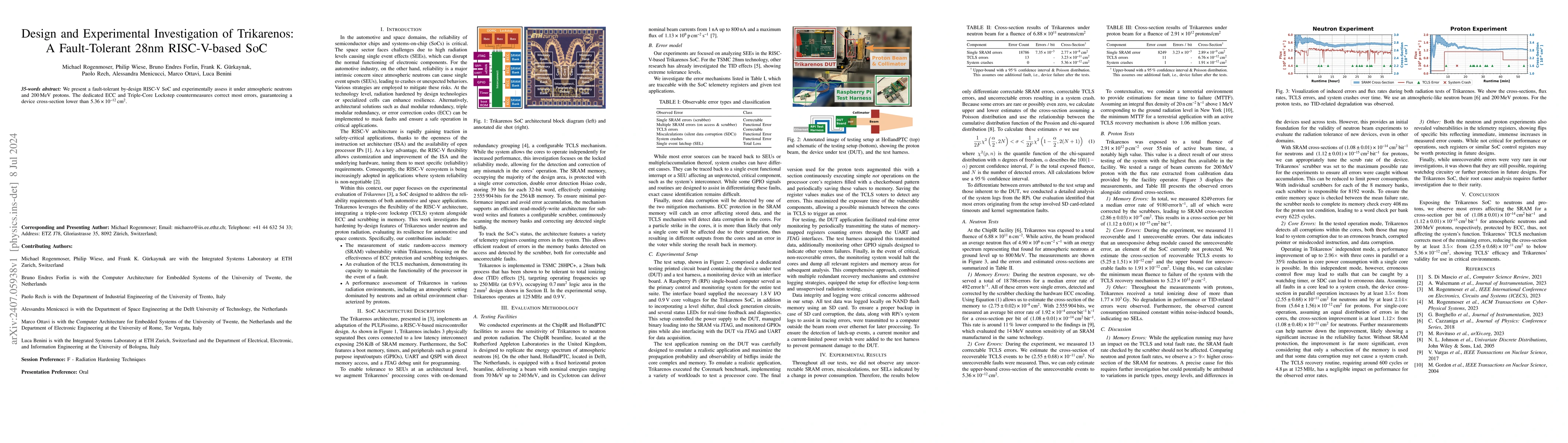Thumbnail for Design and Experimental Investigation of Trikarenos: A Fault-Tolerant
  28nm RISC-V-based SoC