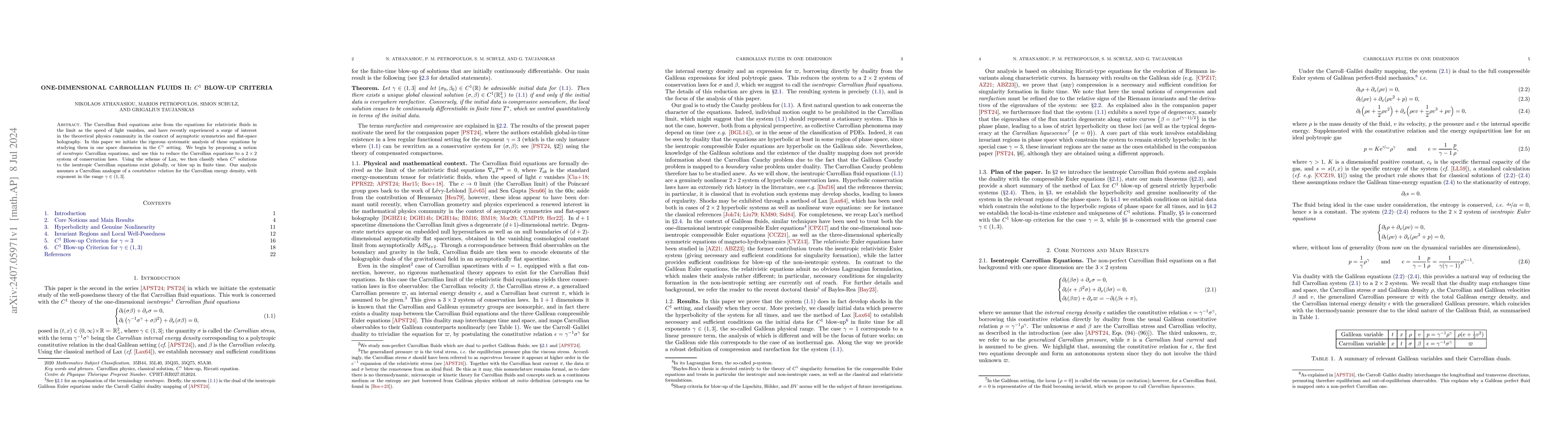 Thumbnail for One-dimensional Carrollian fluids II: $C^1$ blow-up criteria