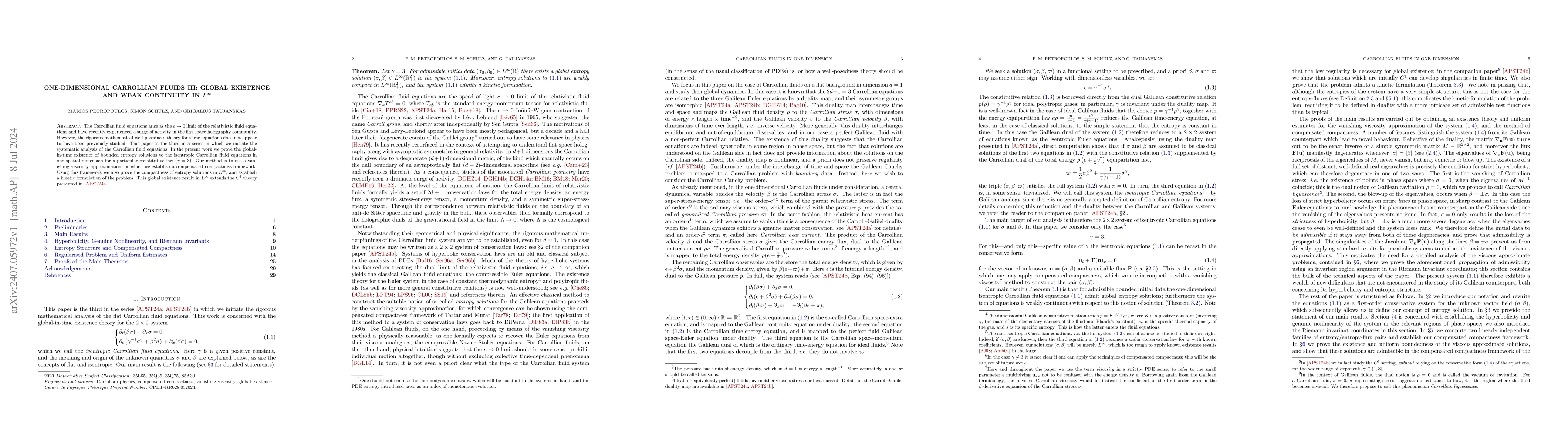 Thumbnail for One-Dimensional Carrollian Fluids III: Global Existence and Weak
  Continuity in $L^\infty$