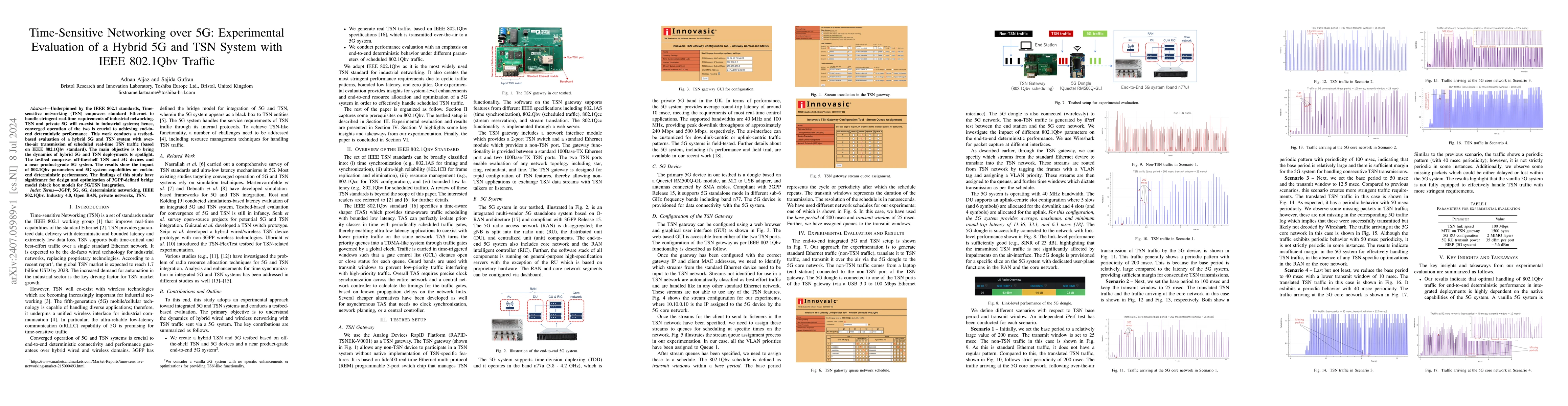 Thumbnail for Time-Sensitive Networking over 5G: Experimental Evaluation of a Hybrid
  5G and TSN System with IEEE 802.1Qbv Traffic