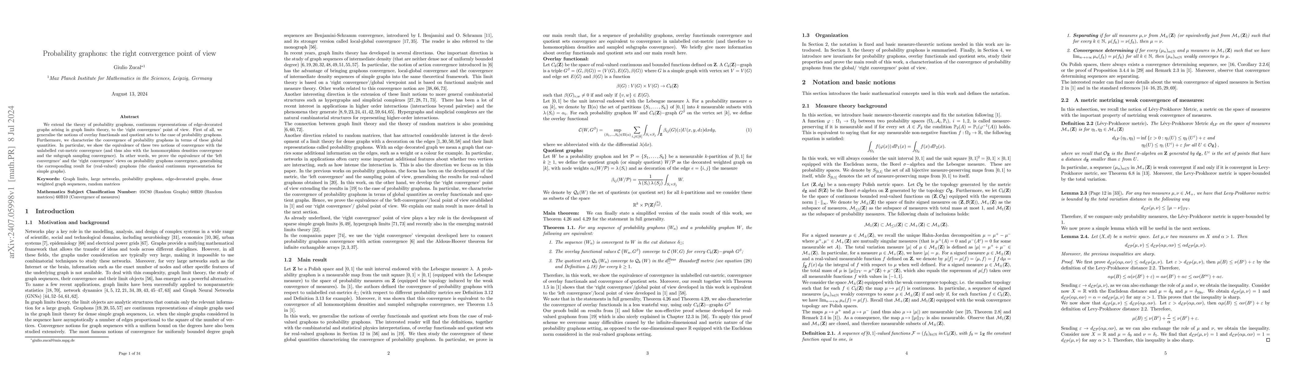 Thumbnail for Probability graphons: the right convergence point of view