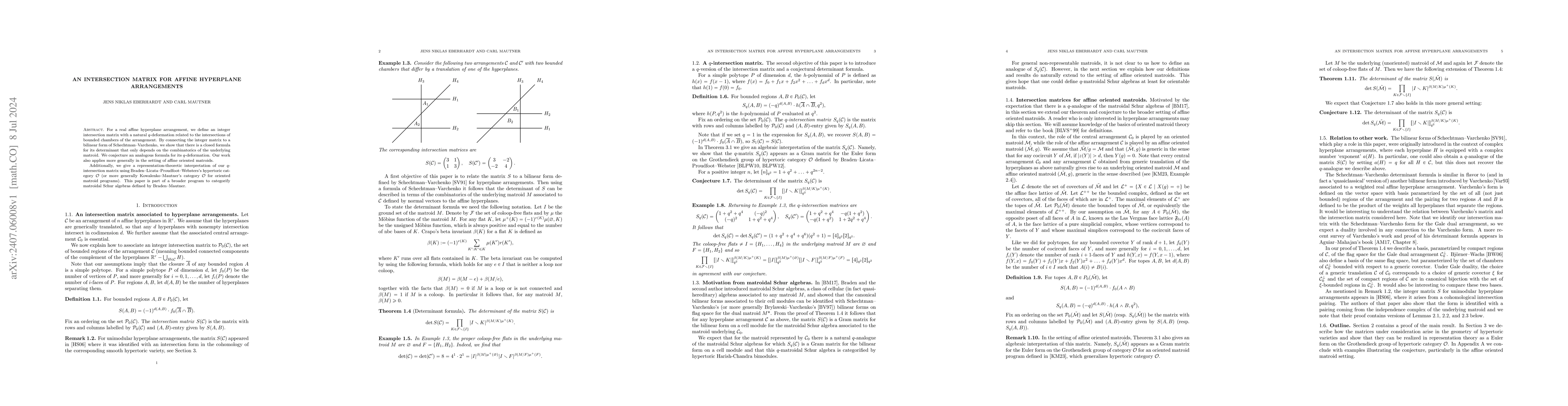 Thumbnail for An Intersection Matrix for Affine Hyperplane Arrangements