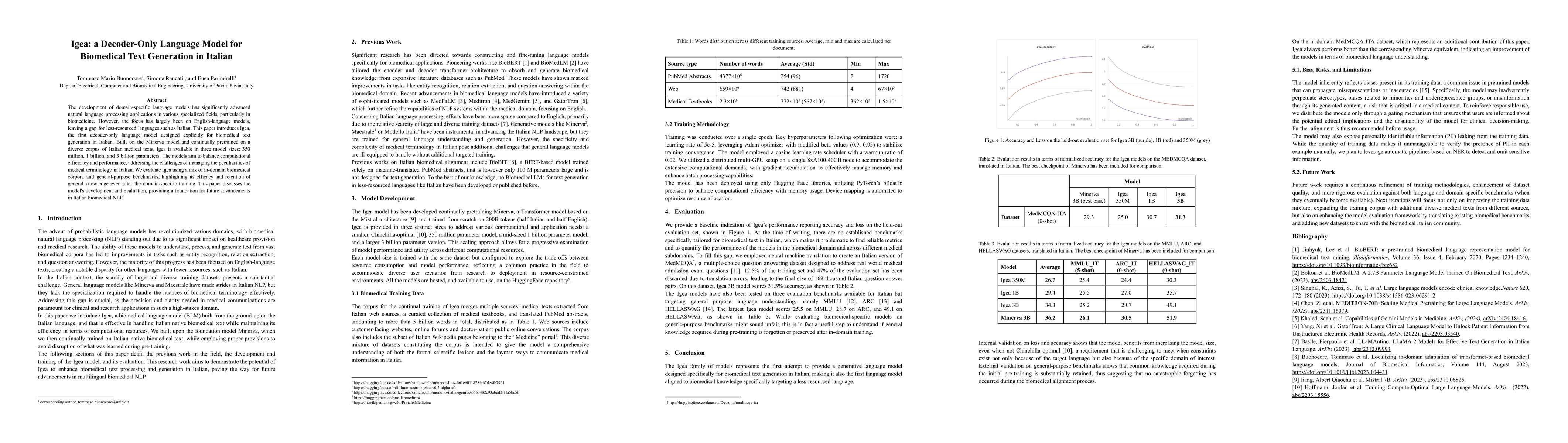 Thumbnail for Igea: a Decoder-Only Language Model for Biomedical Text Generation in
  Italian