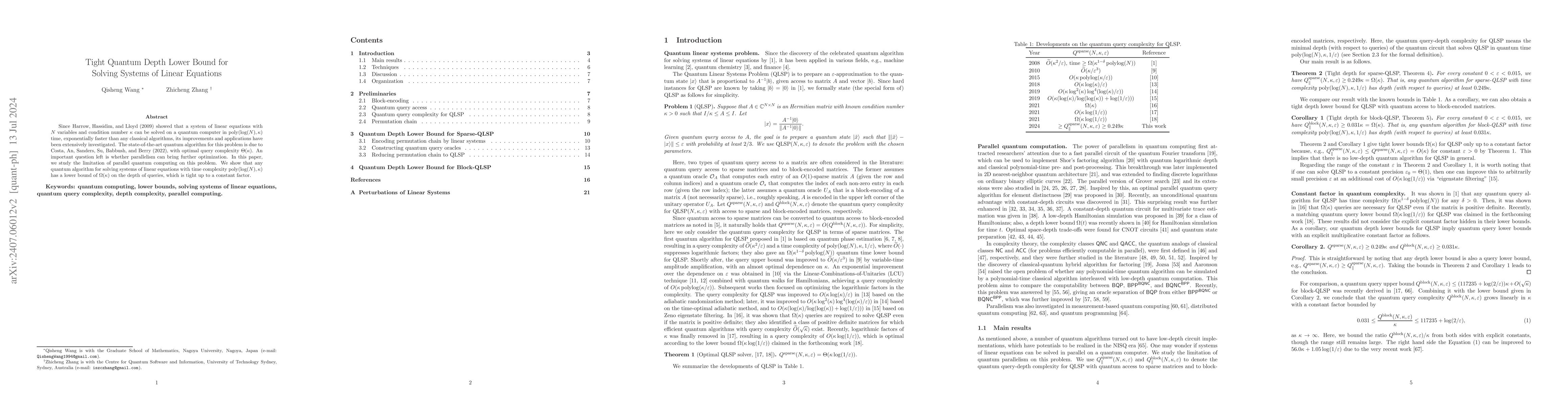 Thumbnail for Tight Quantum Depth Lower Bound for Solving Systems of Linear Equations