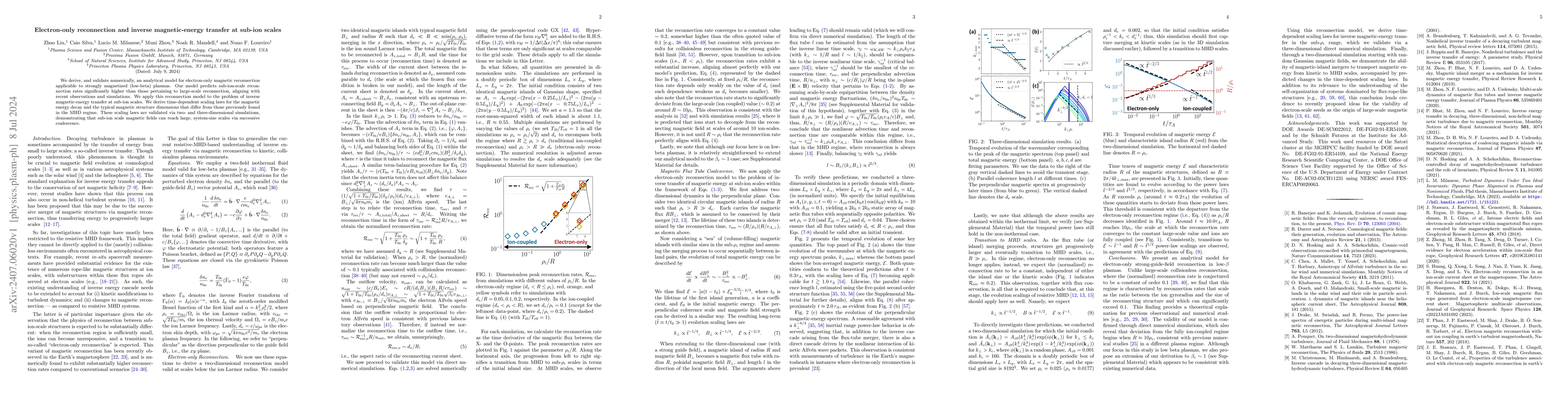 Thumbnail for Electron-only reconnection and inverse magnetic-energy transfer at
  sub-ion scales