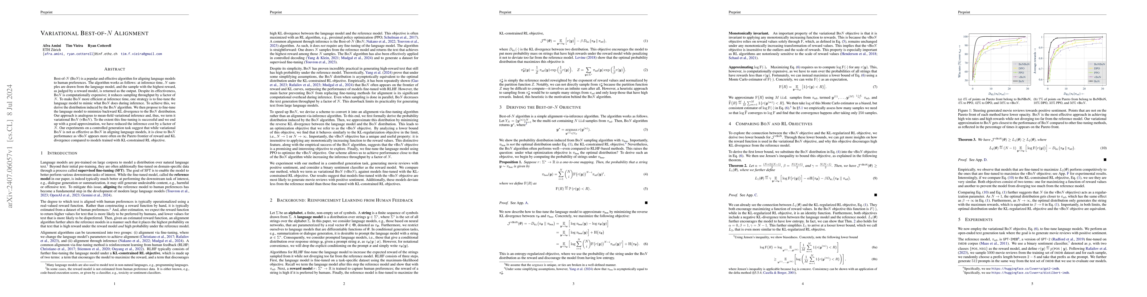 Thumbnail for Variational Best-of-N Alignment