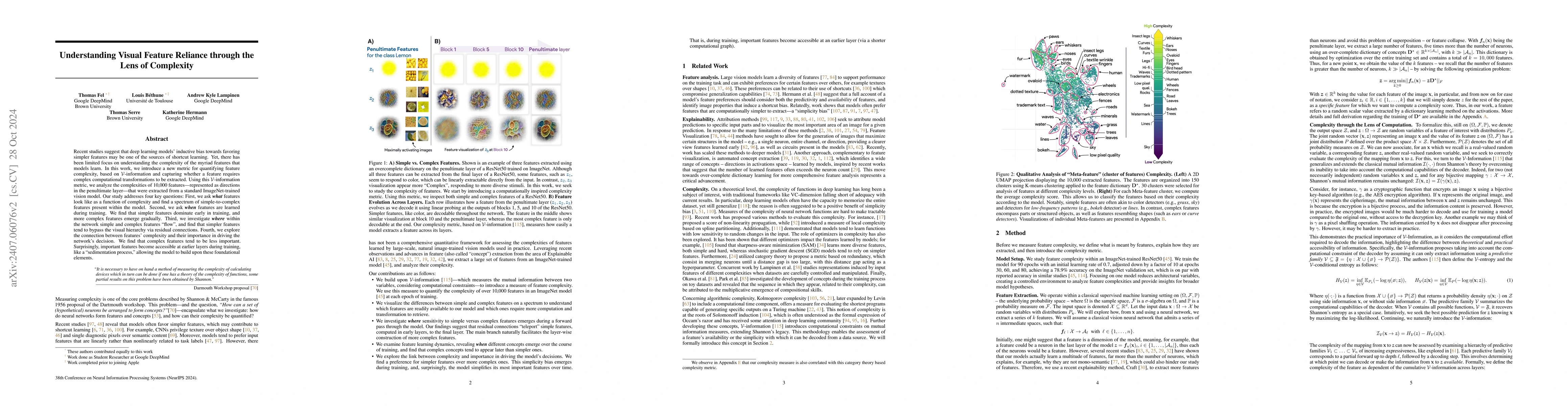 Thumbnail for Understanding Visual Feature Reliance through the Lens of Complexity