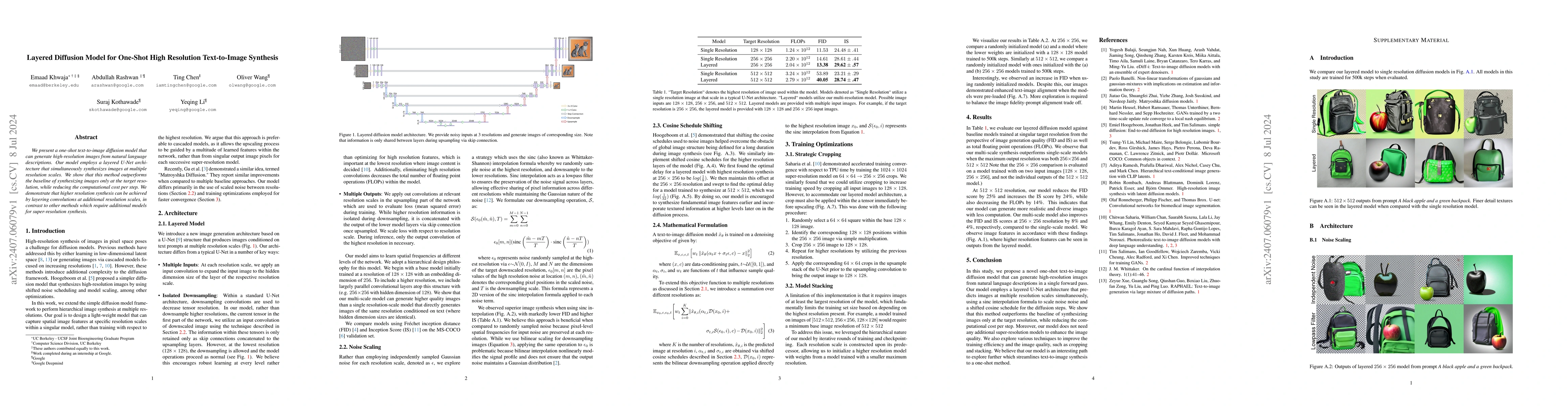 Thumbnail for Layered Diffusion Model for One-Shot High Resolution Text-to-Image
  Synthesis