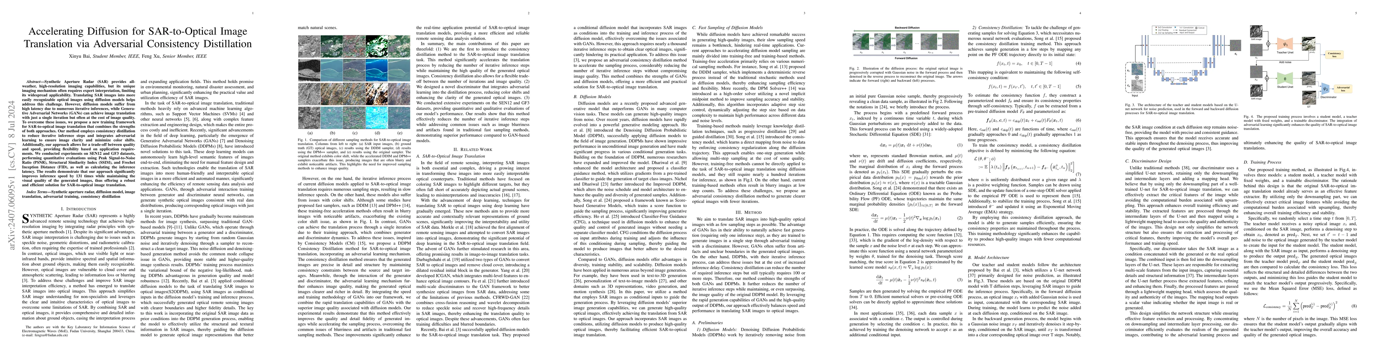 Thumbnail for Accelerating Diffusion for SAR-to-Optical Image Translation via
  Adversarial Consistency Distillation