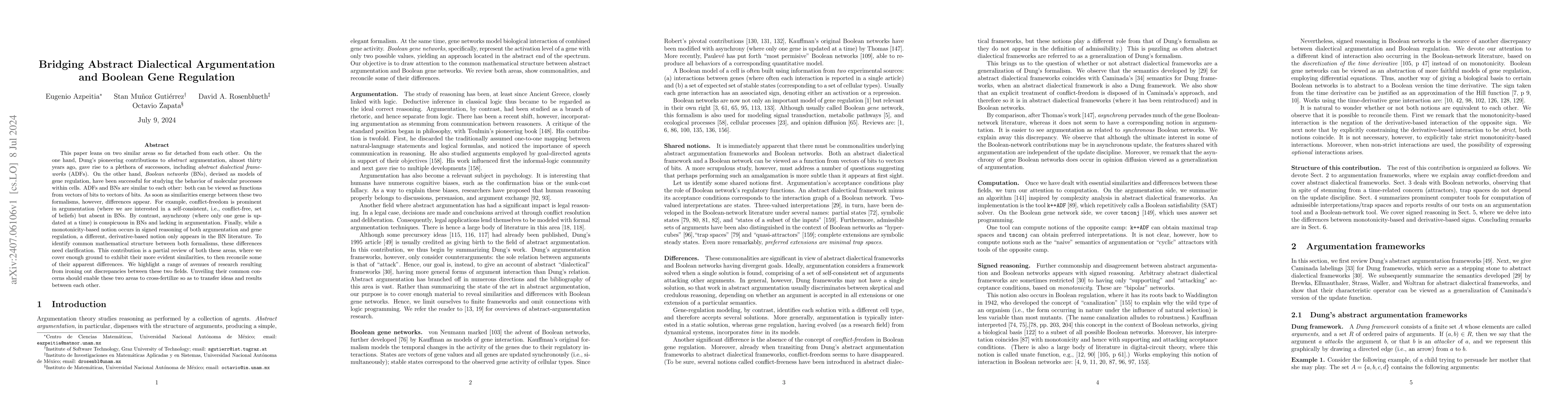 Thumbnail for Bridging abstract dialectical argumentation and Boolean gene regulation