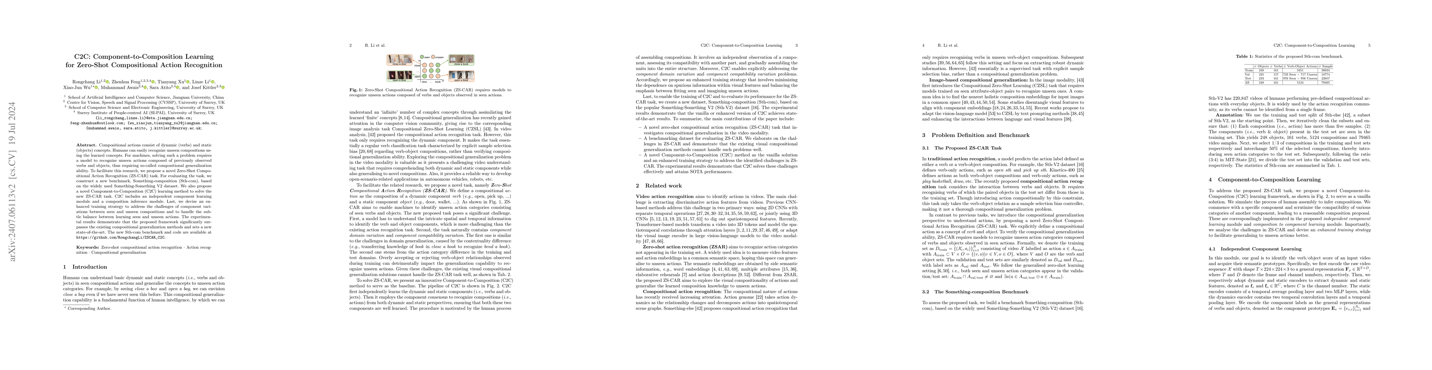 Thumbnail for C2C: Component-to-Composition Learning for Zero-Shot Compositional
  Action Recognition
