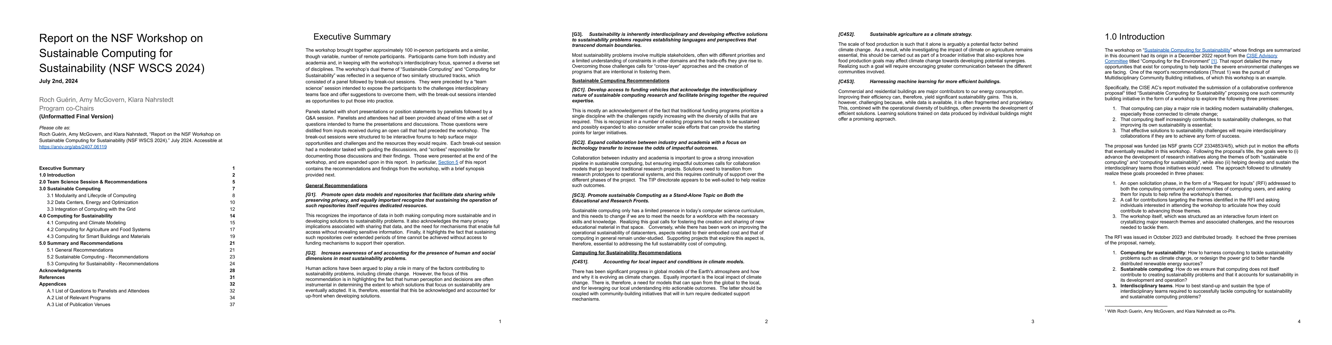 Thumbnail for Report on the NSF Workshop on Sustainable Computing for Sustainability
  (NSF WSCS 2024)