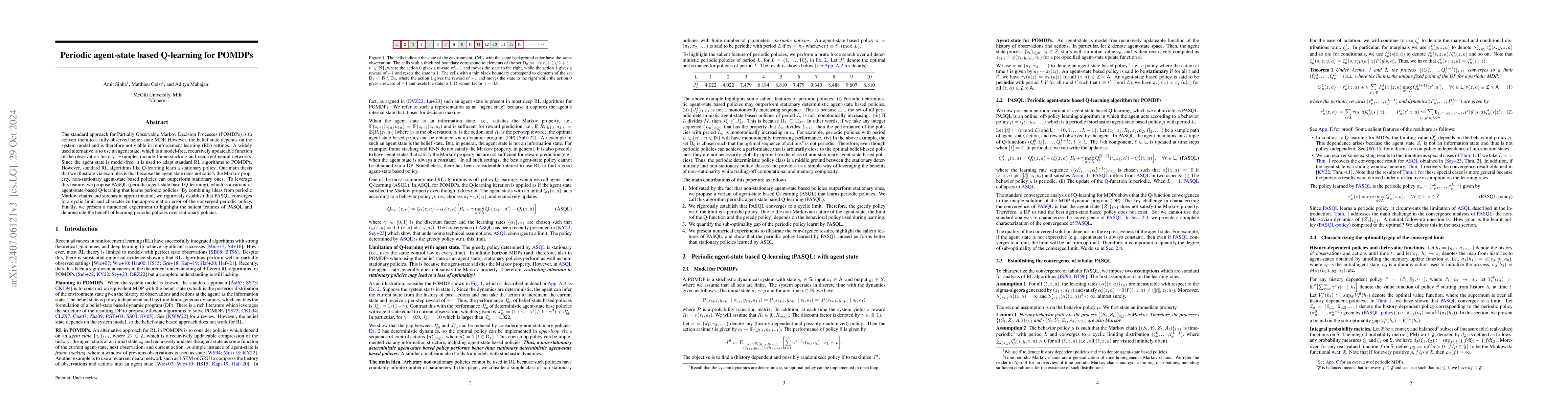 Thumbnail for Periodic agent-state based Q-learning for POMDPs
