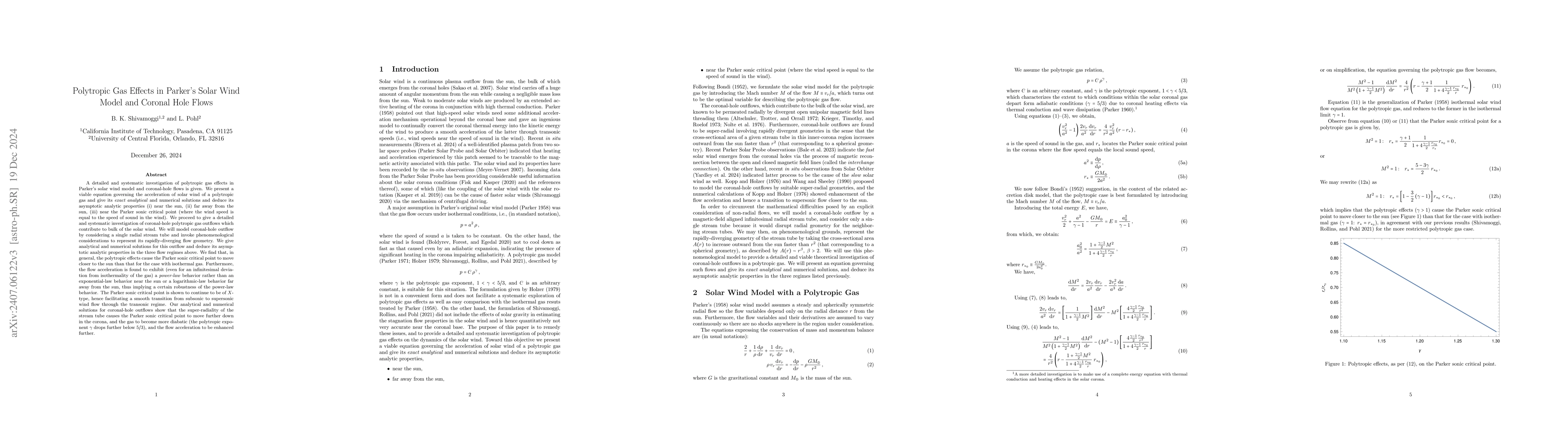 Thumbnail for Polytropic Gas Effects in Parker's Solar Wind Model and Coronal Hole
  Flows
