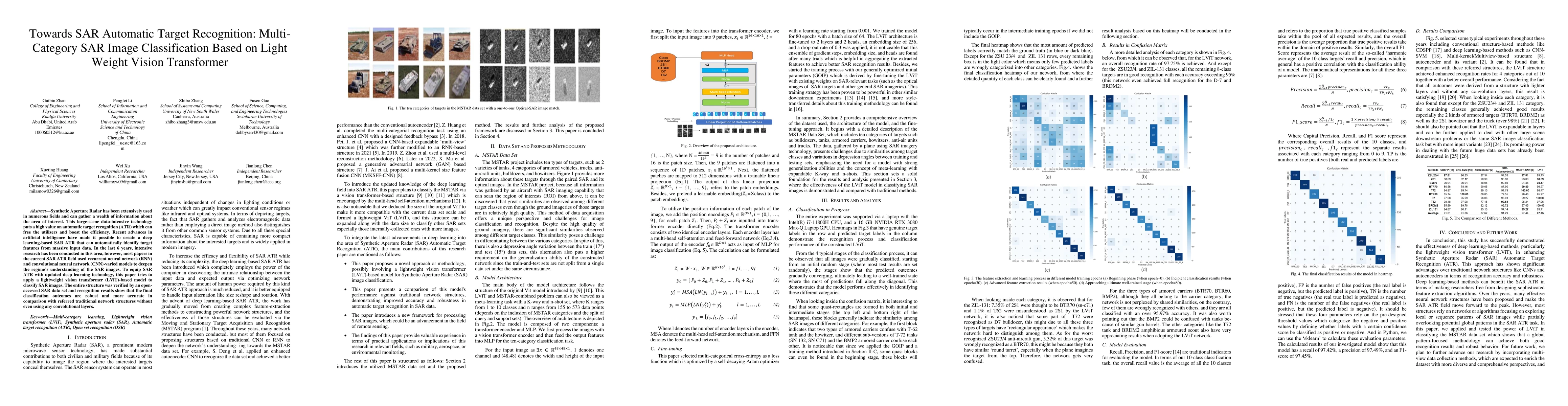 Thumbnail for Towards SAR Automatic Target Recognition MultiCategory SAR Image
  Classification Based on Light Weight Vision Transformer