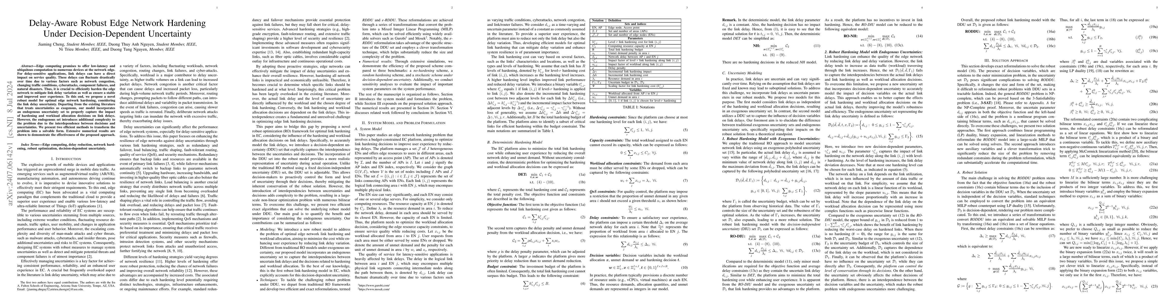 Thumbnail for Delay-Aware Robust Edge Network Hardening Under Decision-Dependent
  Uncertainty