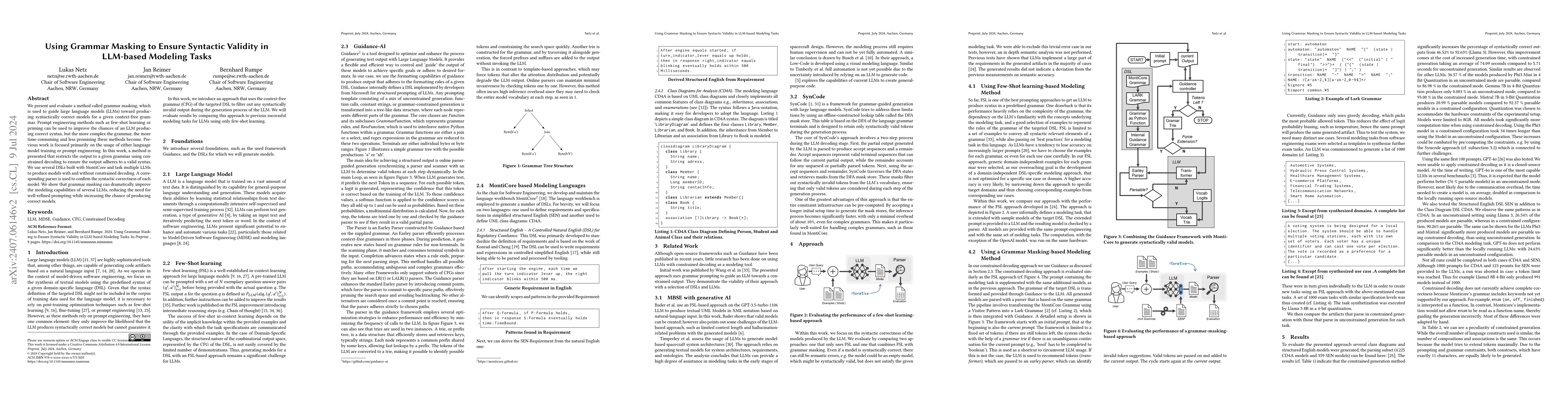 Thumbnail for Using Grammar Masking to Ensure Syntactic Validity in LLM-based Modeling
  Tasks