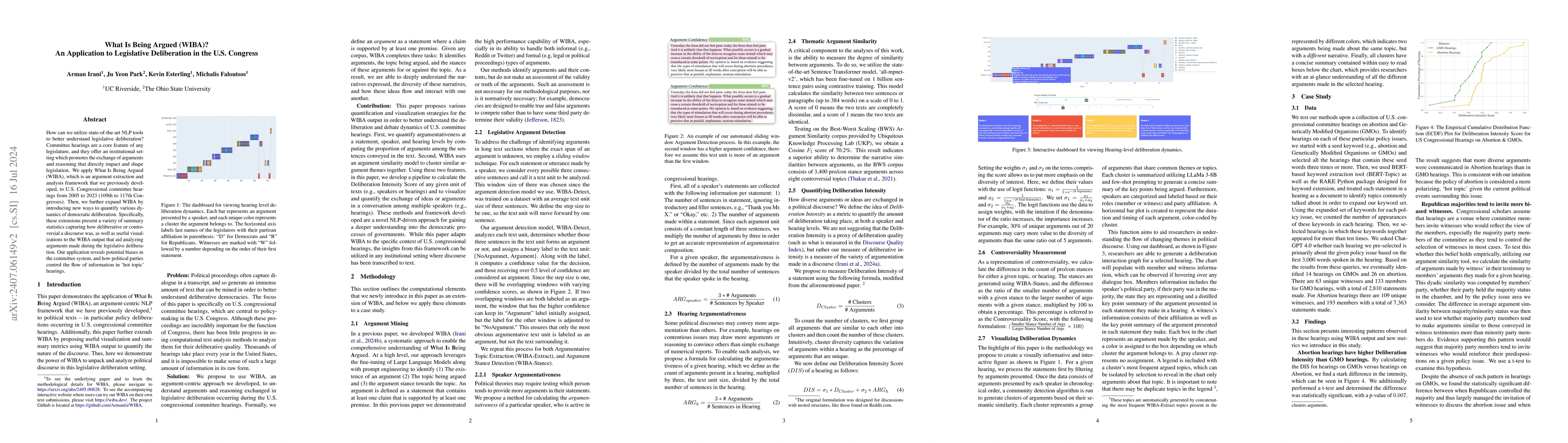 Thumbnail for What Is Being Argued (WIBA)? An Application to Legislative Deliberation
  in the U.S. Congress