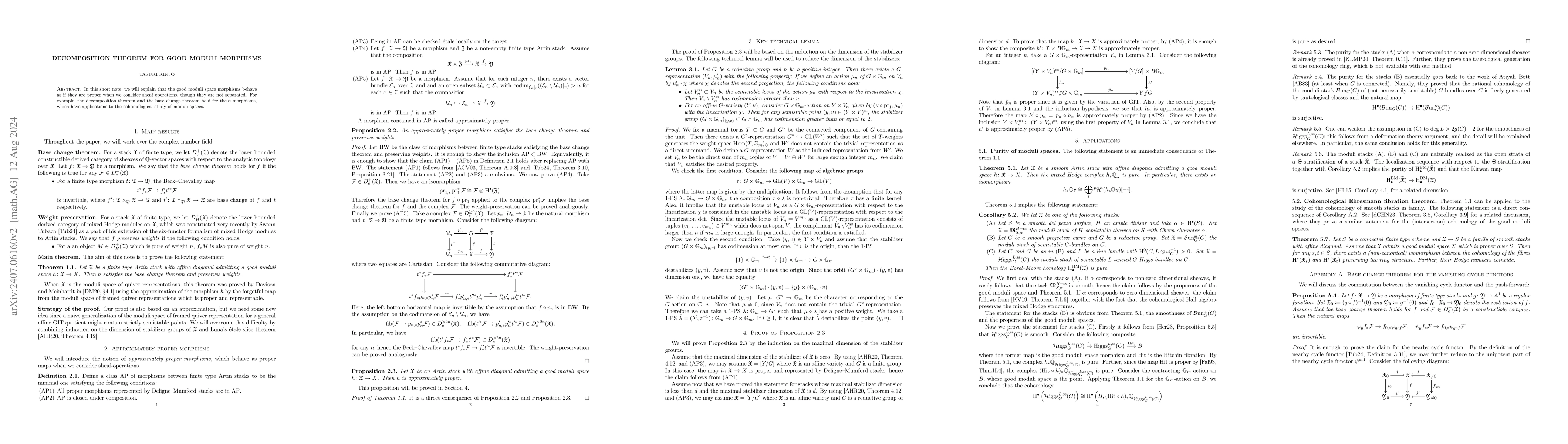 Thumbnail for Decomposition theorem for good moduli morphisms