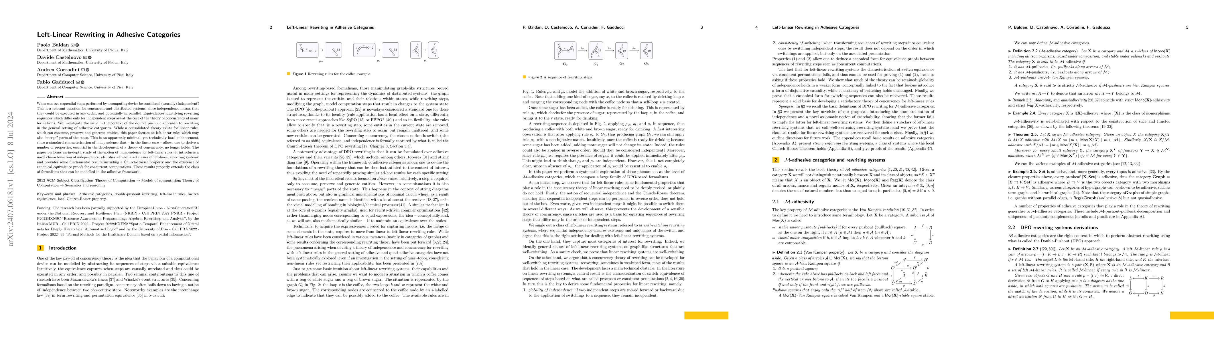 Thumbnail for Left-Linear Rewriting in Adhesive Categories
