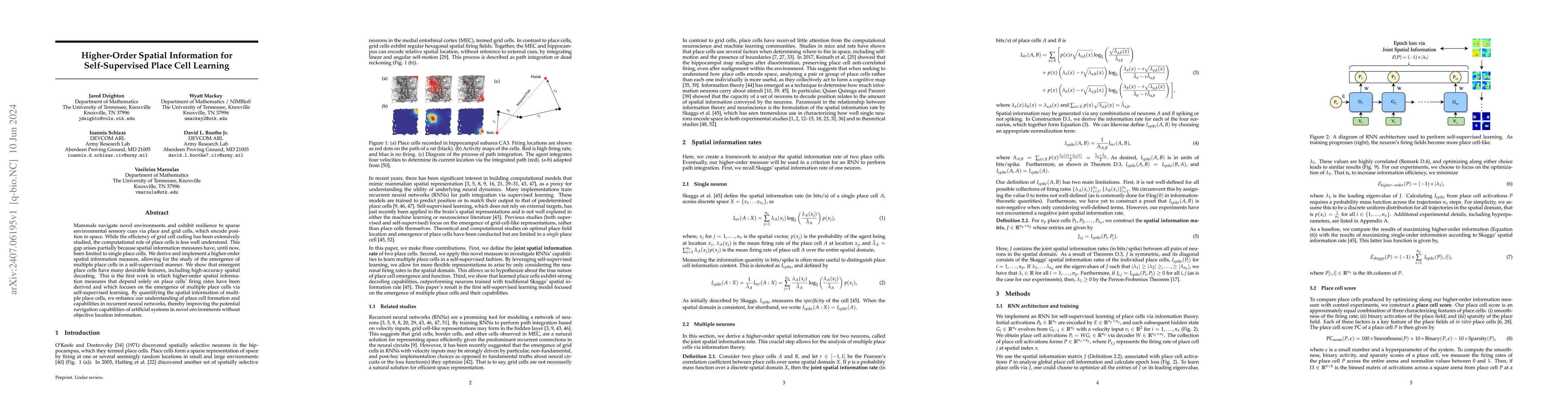 Thumbnail for Higher-Order Spatial Information for Self-Supervised Place Cell Learning