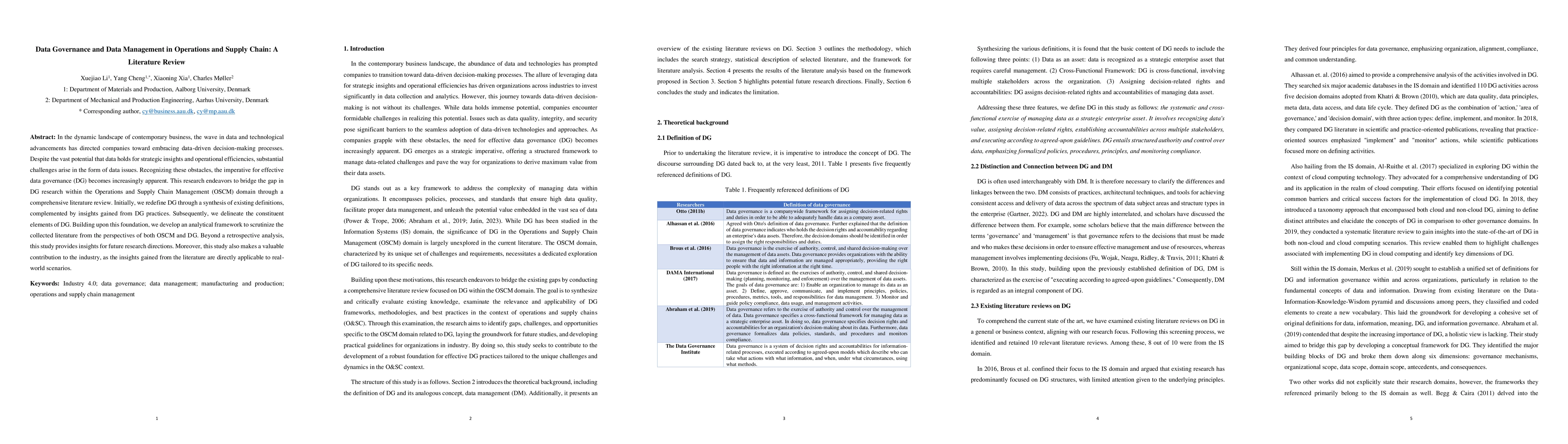 Thumbnail for Data Governance and Data Management in Operations and Supply Chain: A
  Literature Review